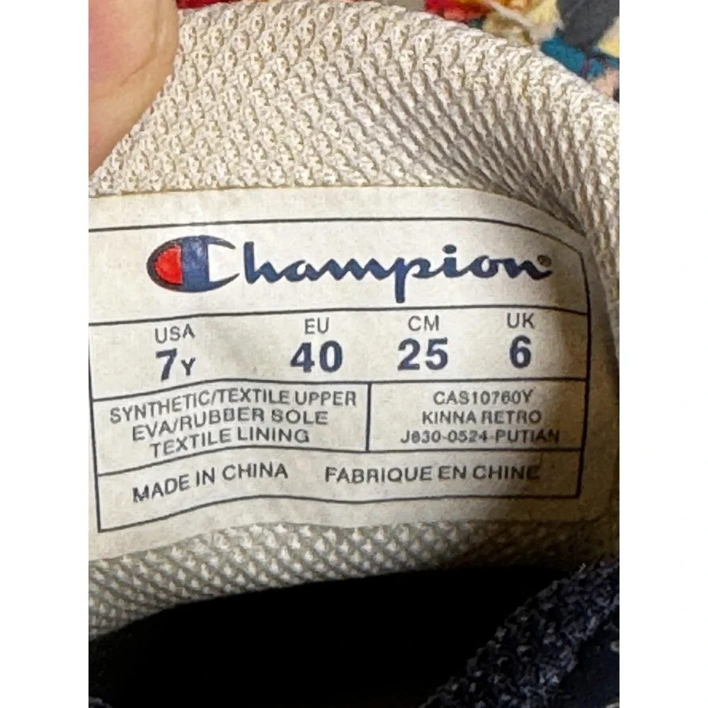 Champion Kinna Retro Shoes Youth Size 7Y White Navy Red Sneakers CAS10780Y‎